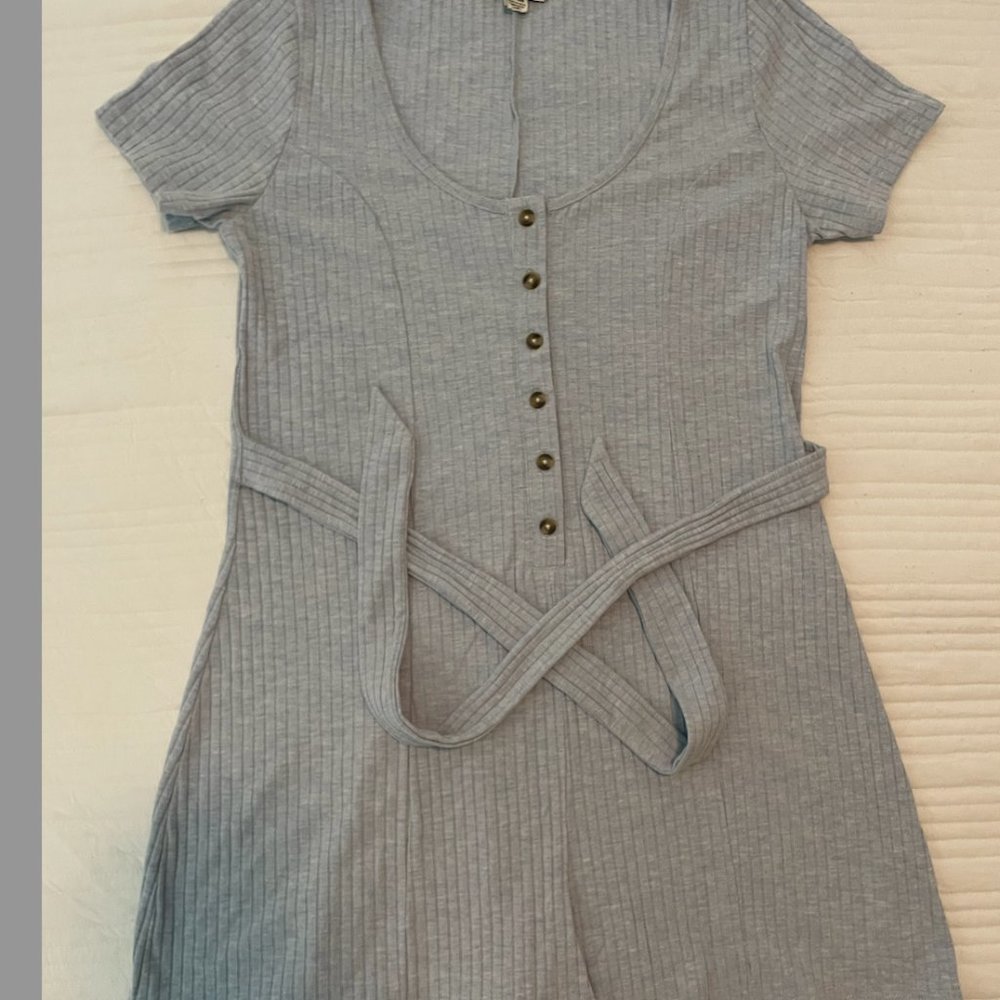 American Eagle Baby Blue Button Romper